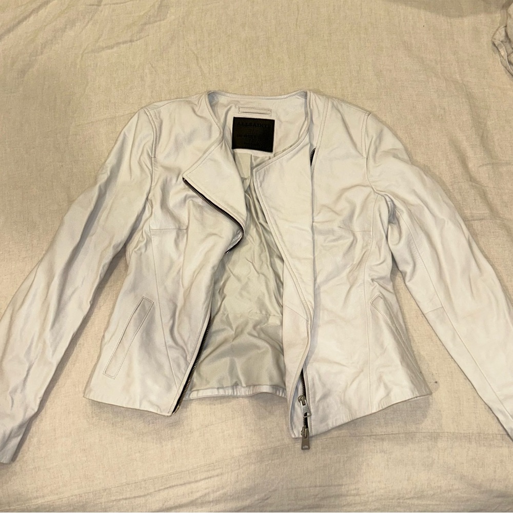 AllSaints white leather jacket